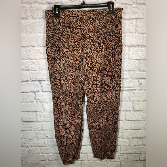 Anthropologie Brown Leopard Print Joggers - Picture 3 of 9